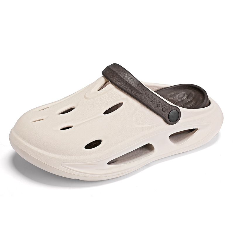 두꺼운 단독 신발 남성 여름 외부 미끄럼 방지 해변 야외 샌들 이중 사용 유행 물 누출 슬리퍼