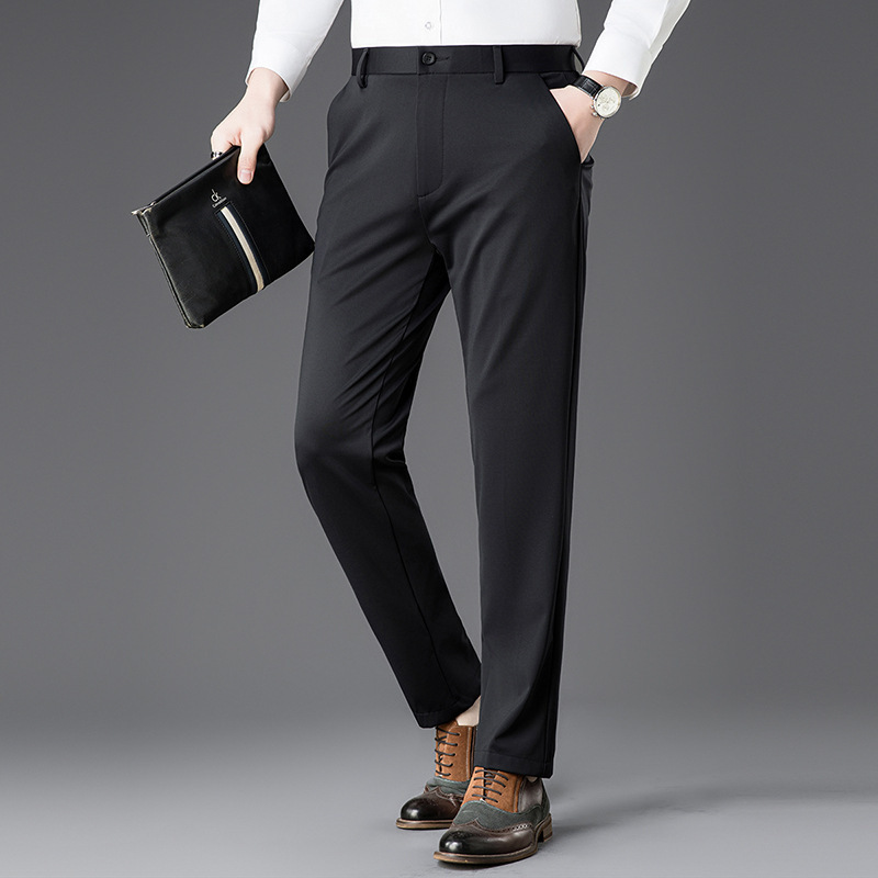 2025 Spring/Summer Thin Men's Fashion Versatile Middle-Aged Business Straight Casual Pants with Thin Stripes Long Pants