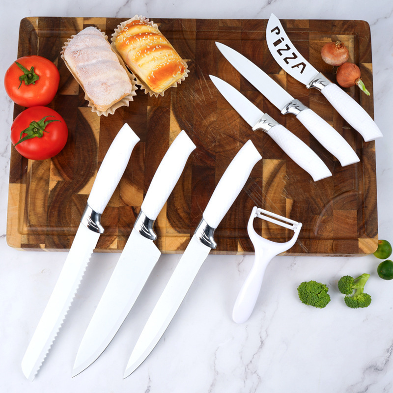 Fábrica en stock pintura en aerosol de acero inoxidable caja de siete piezas cuchillo traje hogar cuchillo de cocina cuchillo de fruta cuchillo de cocina combinación