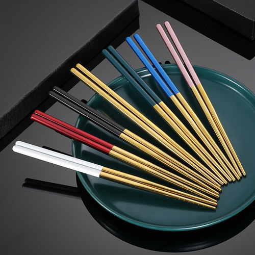 Stainless steel chopsticks, Portuguese anti-slip and heat-resistant household public chopsticks, office outdoor student travel trending chopsticks