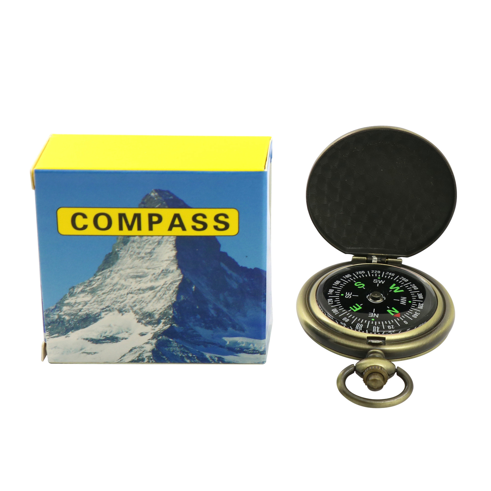 En stock J35A Metal Flip reloj de bolsillo brújula Norte aguja aleación de zinc brújula reloj de bolsillo al aire libre regalo de la vendimia
