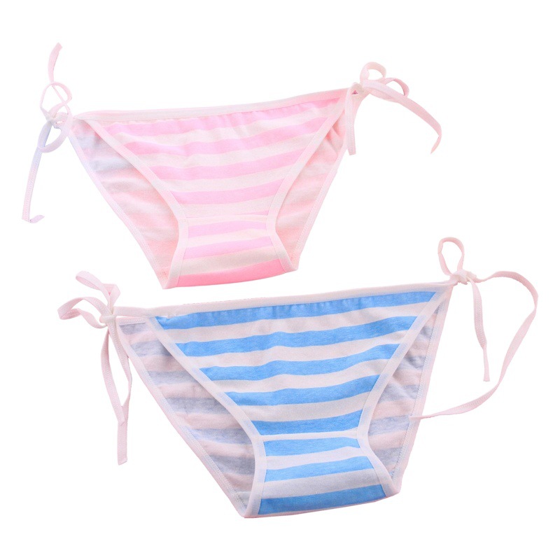 Japanese style blue, white, pink and white striped two-dimensional fat anime strap fat girl soft girl underwear C008-2