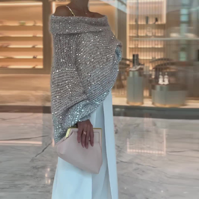 2023 Autumn/Winter New Long-Sleeve European and American Style Solid Color Lazy Style Sweater for Women, Women's Knitted Thickened Loose Fit