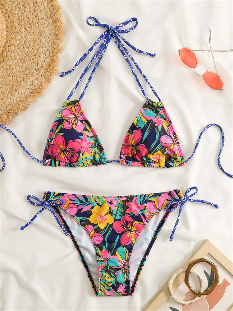 84g Weight Comfort Feel Of Sensation Low Waist Panties Waist Briefs Panties Style Bralette Bra Category Polyester Fabric Type 2 Pieces Set Quantity Swimming Pool, Beach Occasion Comfort Function Ditsy Floral Pattern Triangle Cup Bra Cup Women's Gender Women's Ditsy Floral 2 Pieces Set Bikinis Swimwear 4
