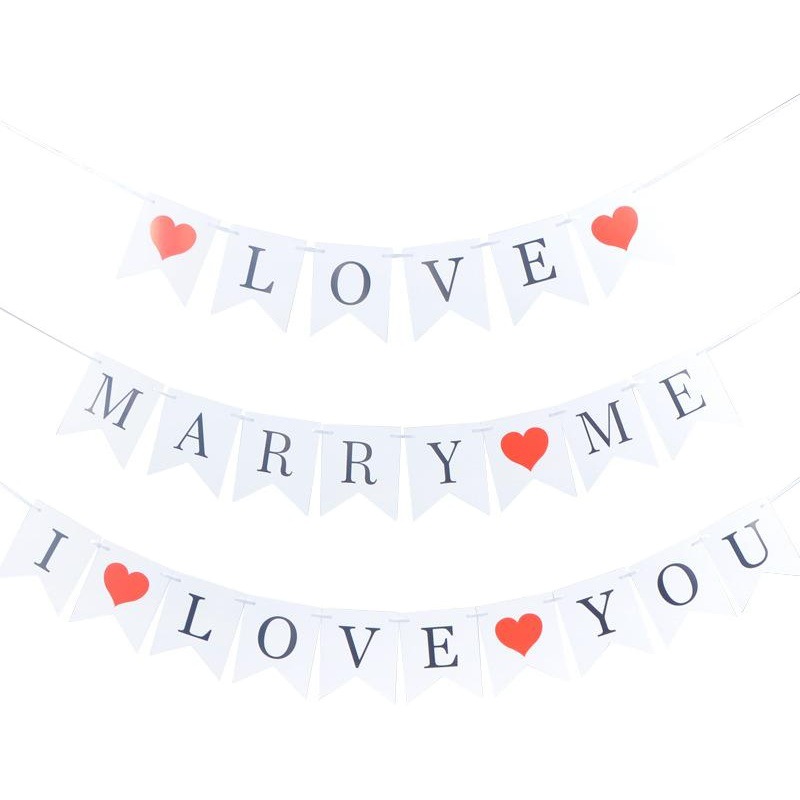 Transfronterizo romántico confesión propuesta arreglo cola de pez tirar bandera celebración de la boda fiesta de cumpleaños sala de bodas vestir amor colorido bandera