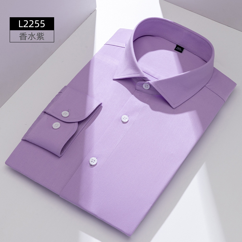 Camisa de Vestir para Hombre de Fibra de Bambú, Elástica, Sin Planchado, para Negocios