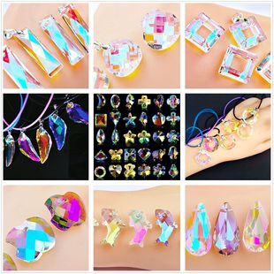 Wholesale Crystal Pendant Electroplated Aurora Necklace DIY Jewelry Bracelet Accessories Necklace Jewelry Glass Pendant