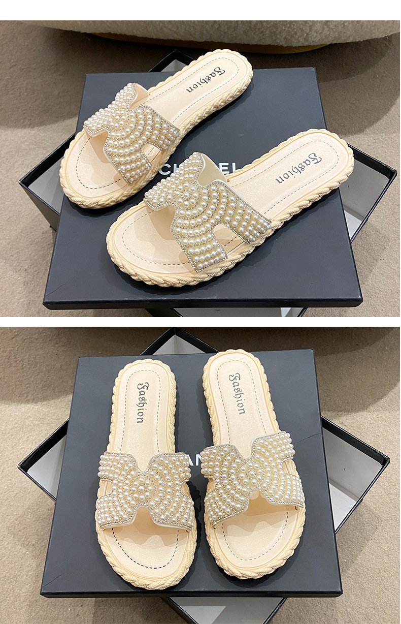 High Value Pearl Sandals For Summer Outerwear Stylish Flat Comfortable Slippers Vacation Shopping Beach Non Slip_voghion.com