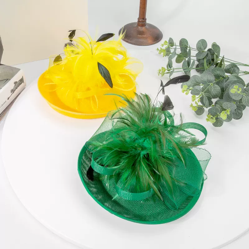 灵珑英伦羽毛小礼帽宴会礼服头饰儿童成人表演配饰舞台造型发箍