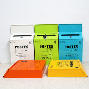 ## small size mailbox with lock mailbox creative tin suitcase mailbox letter box iron box school class suggestion box hanging