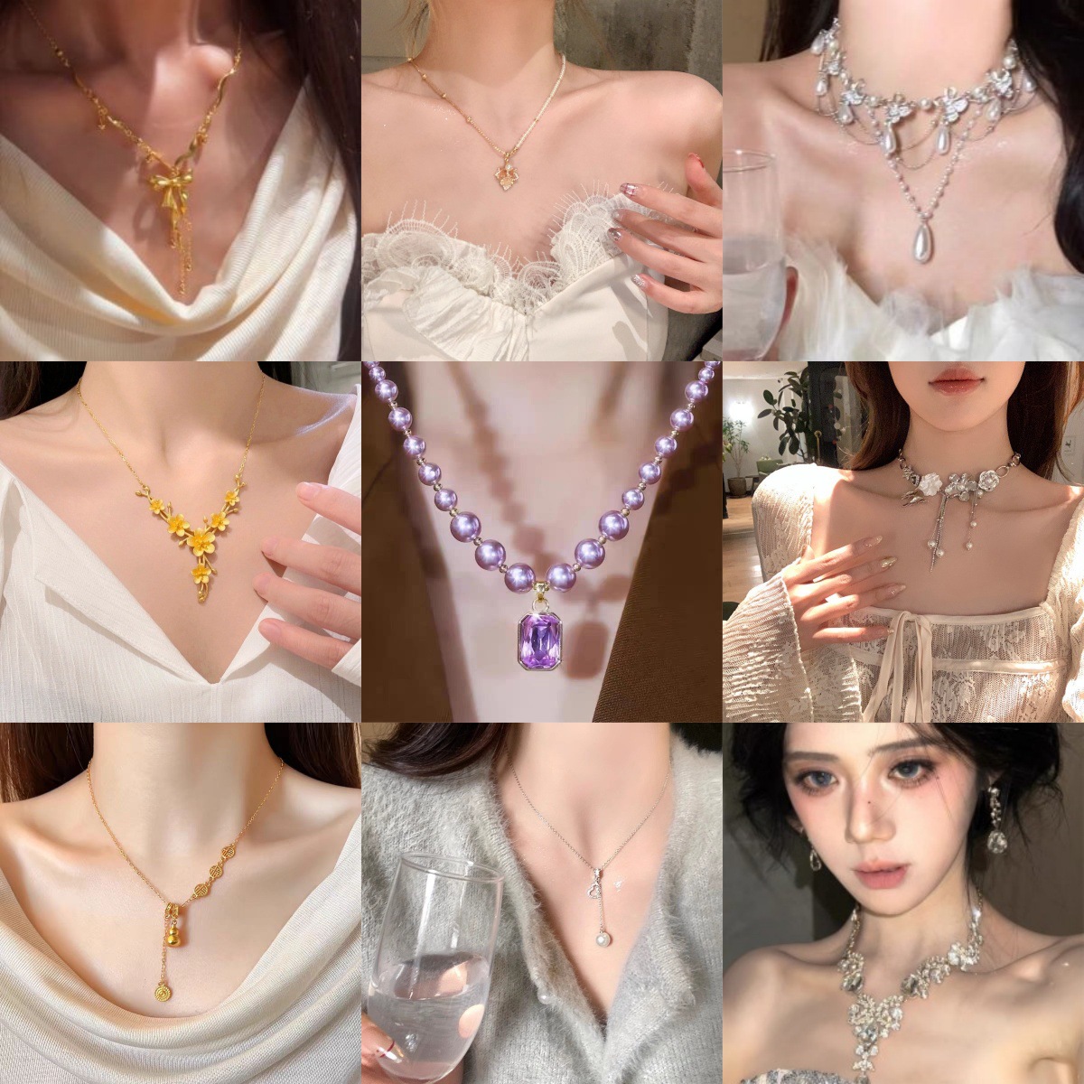 新款流苏轻奢项链度假叠戴海星珍珠颈链清新多巴胺彩色y2k锁骨链