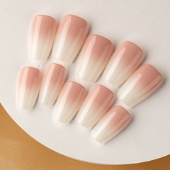 240片盒裝新款漸變純欲顯白裸色芭蕾方型穿戴甲果凍色果凍裸粉