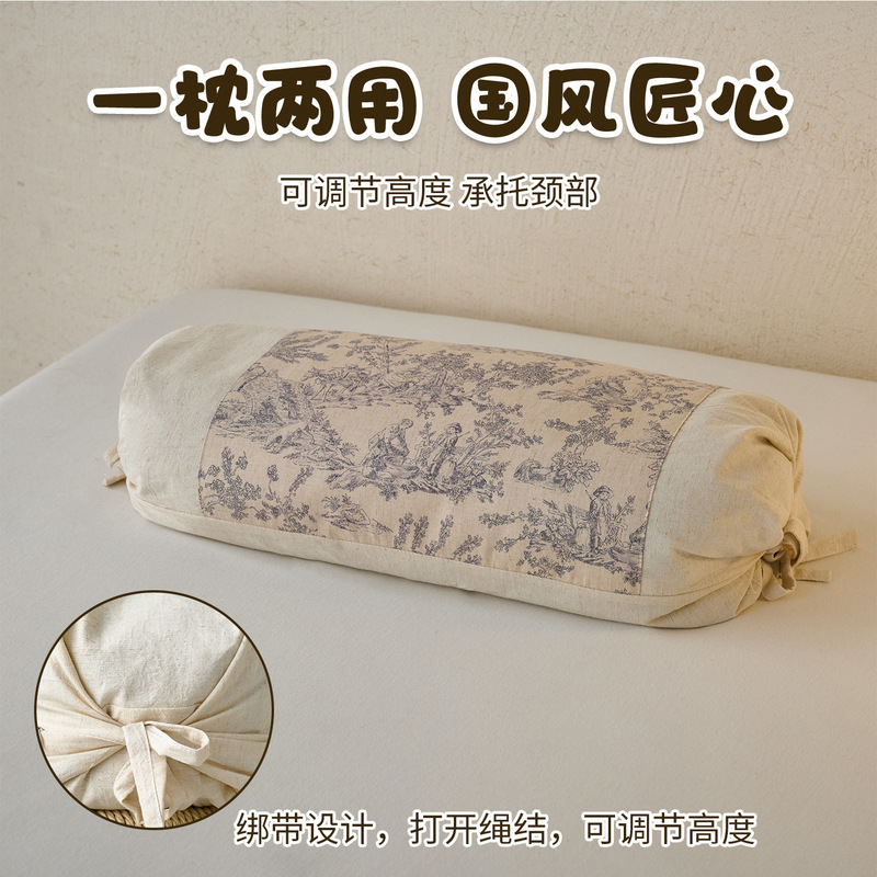 棉麻荞麦皮壳枕护颈椎助睡眠用枕头枕芯成人家用人硬枕头芯可拆洗|undefined