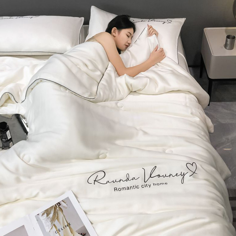 Bamboo Fiber Summer Blanket 2024 New Air Conditioner Cover Summer Cool Blanket Set of 4 Machine Washable Thin Blanket Opening Gift