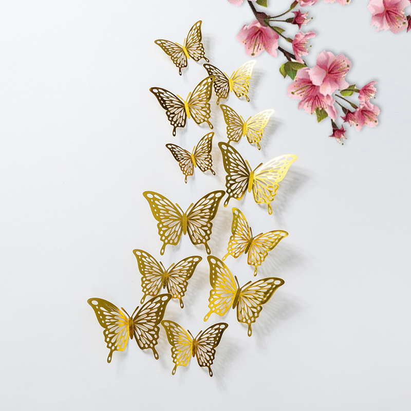 Décoration murale papillon 3D en trois dimensions, autocollant haut de gamme, pour la maison, les mariages et les fêtes. Stickers créatifs._voghion.com