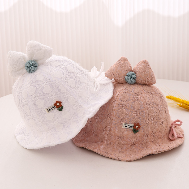 Sombreros para bebés otoño invierno pescador arco bebés gorra de encaje princesa mujer tesoro sombrero de primavera y otoño