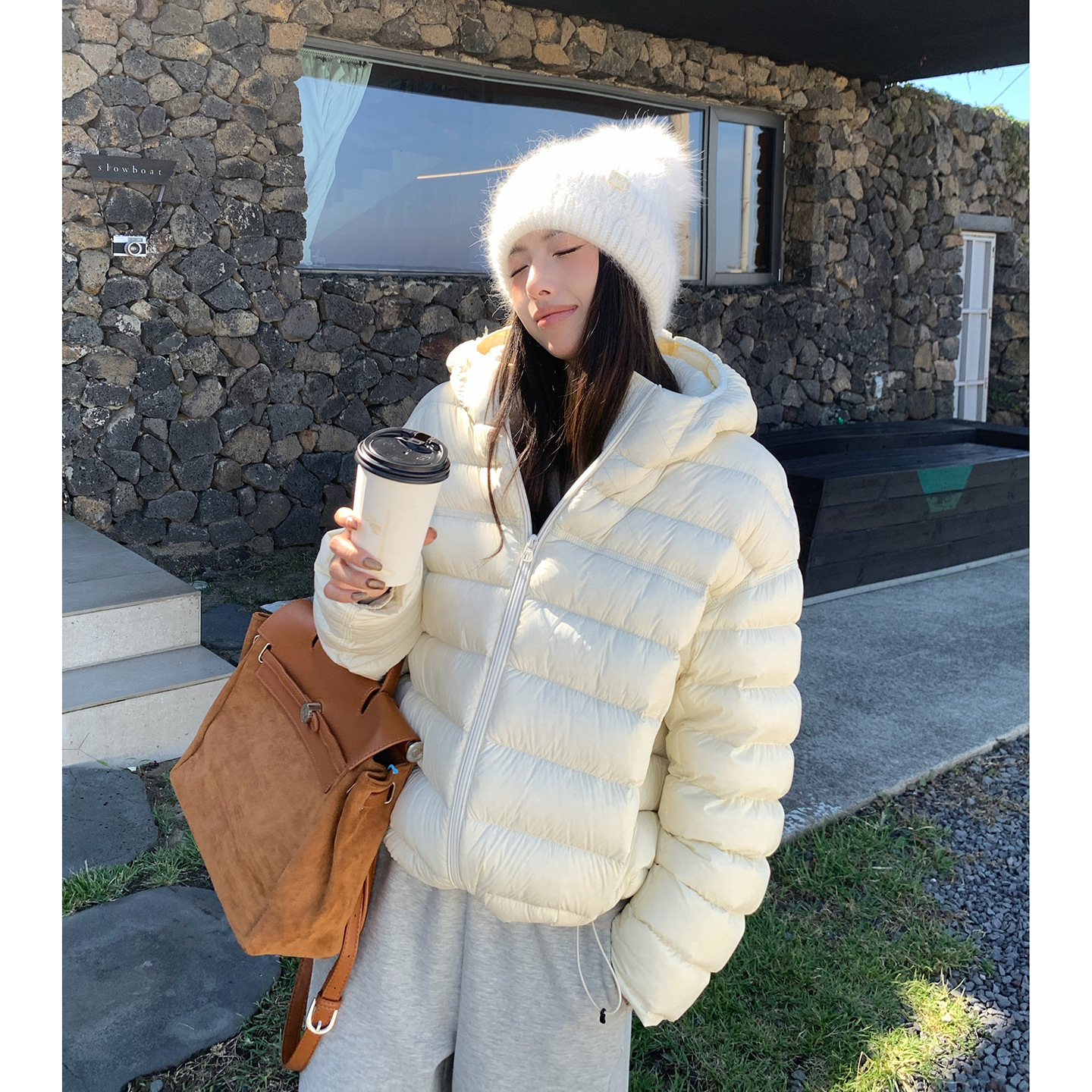 Baisiwang 700 Fill Power 95% White Duck down Ribbed down Jacket for Women, New Winter Warm Puff Hooded down Coat