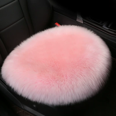 Car Winter Cushion Plush Cushion Three-piece Set Thickened Warm Fur Non-slip Integrated General Motors Cushion (Wool pad) - wool-integrated-pad-square-pad-pink