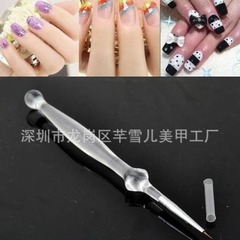 跨境亞馬遜美甲單支透明杆畫花筆拉線筆彩繪筆美甲刷水晶杆畫花筆