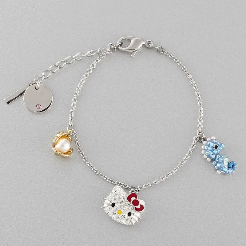 Shijia Hellokitty Kt Cat Bracelet Seahorse Pearl Shell Hand Pendant Cute Jewelry Girlfriend Valentine's Day