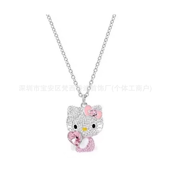 Swarovski Hello Kitty Necklace Metal Crystal Pink