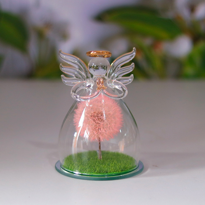 Comercio electrónico transfronterizo cubierta de vidrio flor eterna angelito rosa eterna Navidad regalo del día de San Valentín cubierta de vidrio decoración