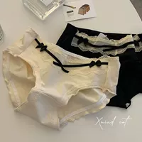 Сексуальное хлопковое белье, брюки, японские кружевные штаны, средняя посадка, плюс размер