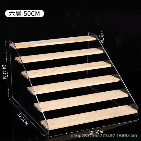 Display Stand Acrylic & Wood Ladder, Multi-Tier Doll Minifigure Rack, 20–50 cm Options