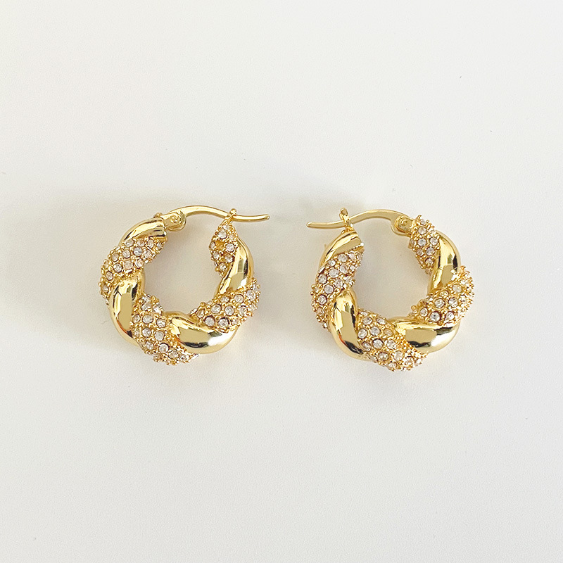 1 Paire Mode Géométrique Le Cuivre Incruster Zircon Des Boucles D'oreilles display picture 1