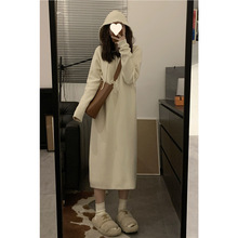 秋冬新款连帽显瘦针织连衣裙美拉德穿搭配大衣宽松打底内搭毛衣裙