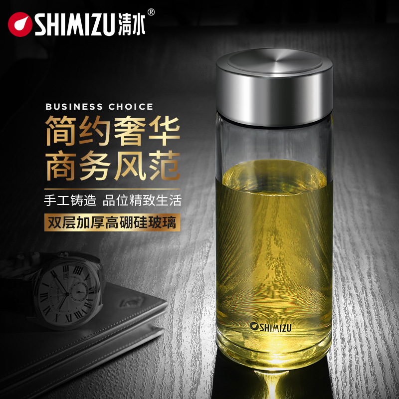 清水玻璃杯單層大容量戶外高硼硅玻璃商務辦公水杯可印字禮品杯子