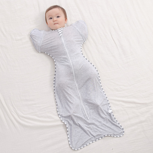 Newborn baby surrender type anti-jump sleeping bag, thin baby bamboo fiber artifact swaddle, universal in spring, autumn and summer