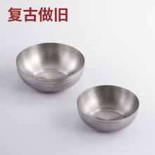 复古韩式小碗 304不锈钢酱料碗烤肉火锅店商用做旧单层泡菜碗定制