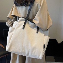 シンプルなキャンバスバッグ女性のための秋と冬 2025 新しいカジュアル大容量ショルダーバッグ学生クラスのバッグトートバッグ