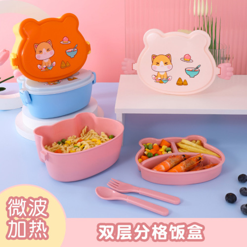 Kitten children's lunch box microwave student lunch box plastic compartment portable school Amazon lunch box