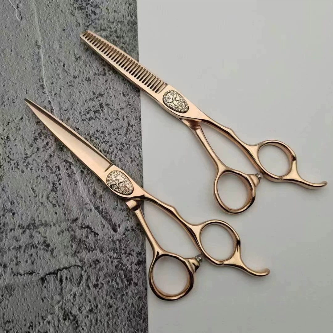 [Золотые парикмахерские scissors ZJ-24K золотой цвет Ножницы фабрикаGood scissors]