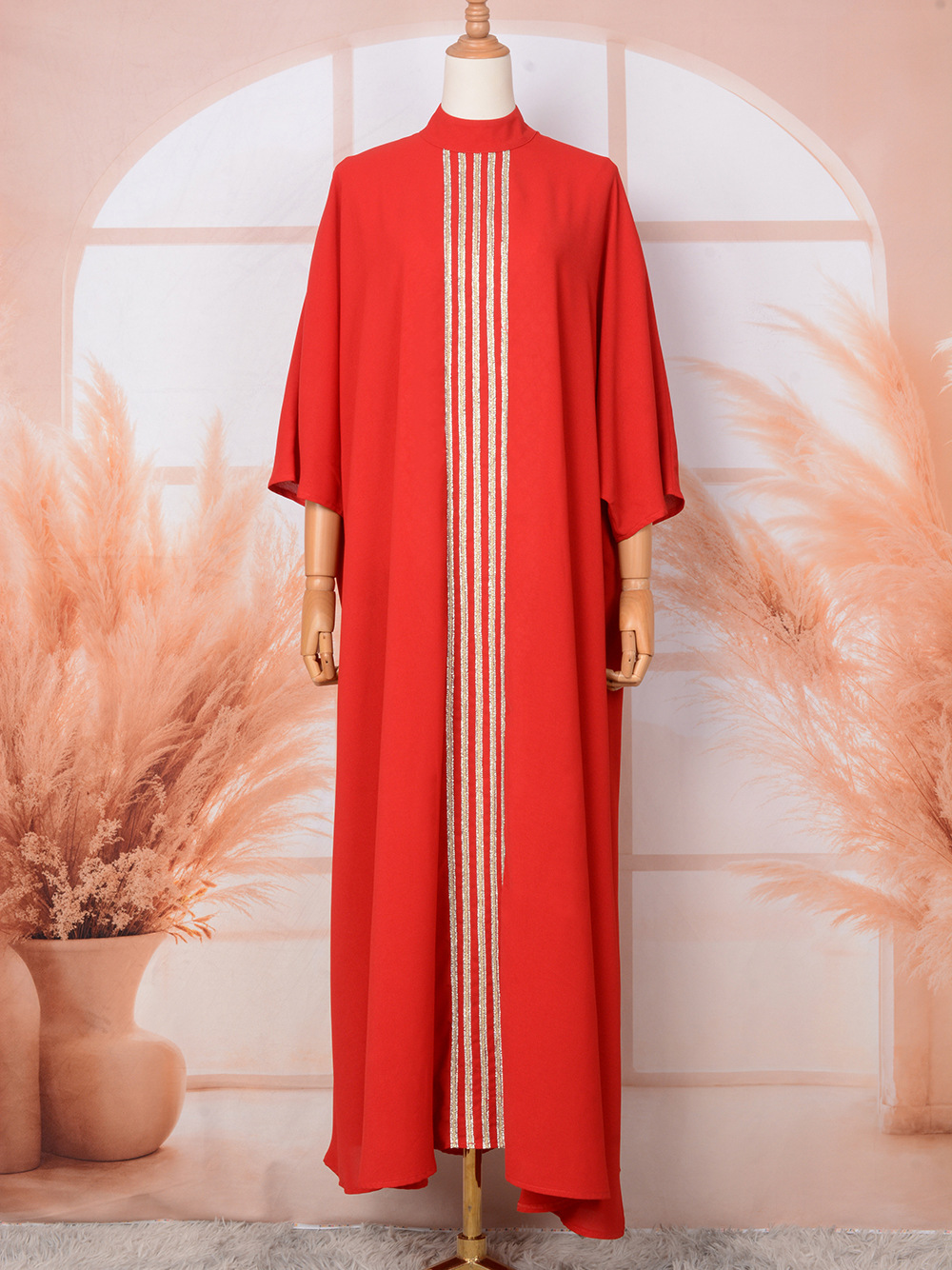 Cross-border E-commerce Arab Abaya Dubai Muslim Middle Eastern Fashionable And Elegant Rhinestone Embellished Robe Dress_ecoleips.com
