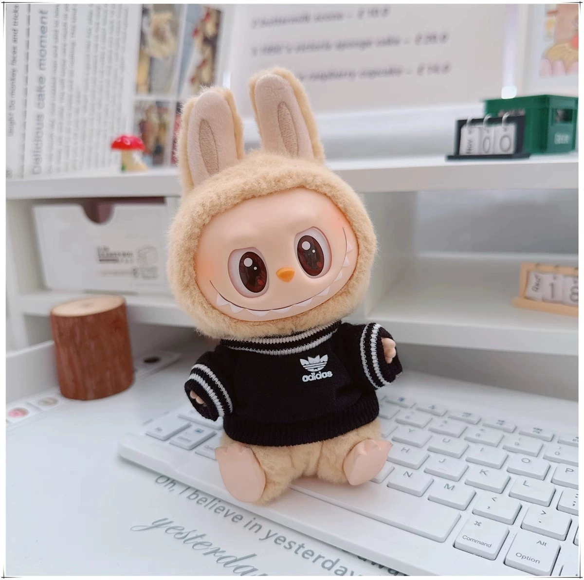 17см кукольная одежда Labubu, 10см хлопковая кукла Микки семейная черная, белая и серая модная толстовка худи штаны