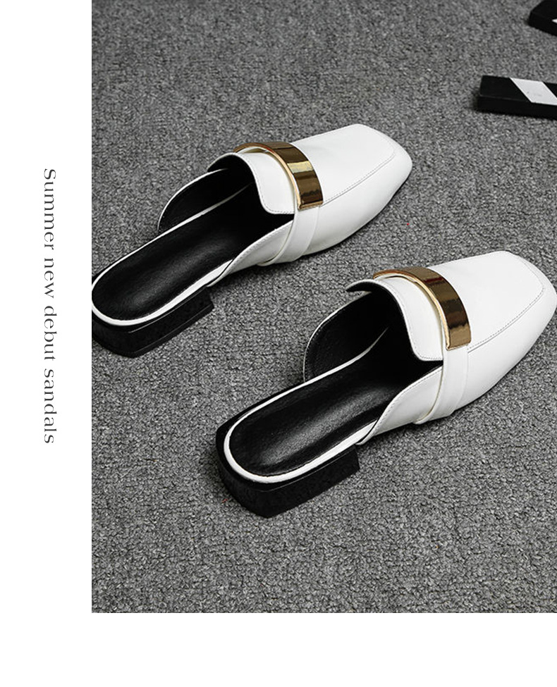 Elegant Women's Loafers With Metal Buckle And Thick Heel Style_voghion.com