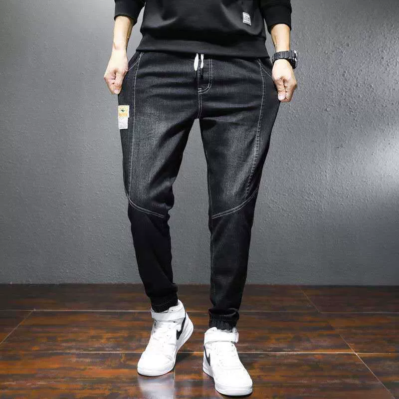 Trend autumn jeans, demi-season trousers for leisure, Korean style, loose fit