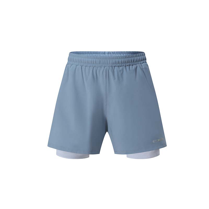 Verano hombres deportes fitness pantalones cortos de doble capa de secado rápido transpirable correr casual pantalones de tres puntos en stock impreso Modificación del logotipo