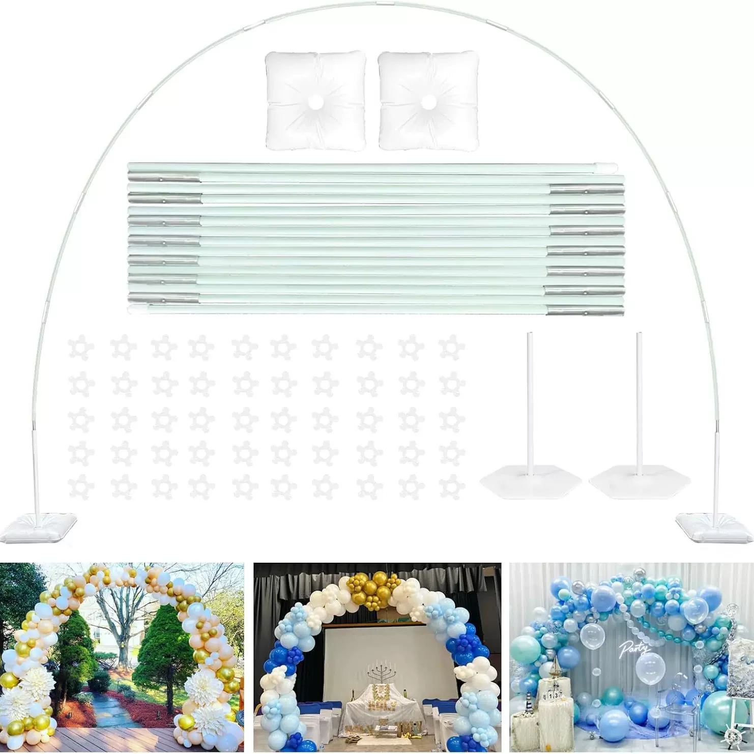 【跨境】气球拱门支架套装批发结婚庆生日15节纤维杆水袋底拱形门