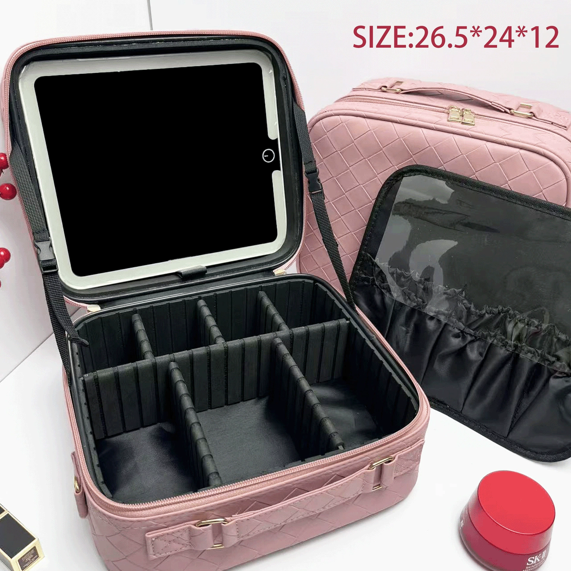 Makeup box, capacious handheld cosmetic bag, high quality organizer bag