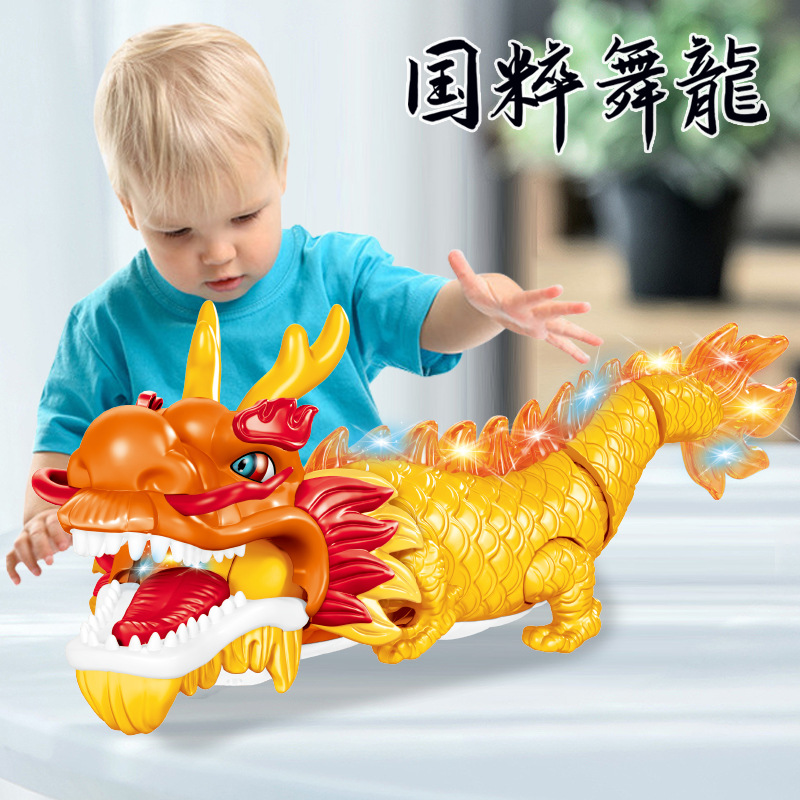 Dragón eléctrico con luz y música, juguete festivo interactivo