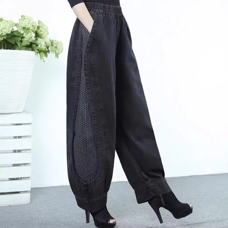 2026 Spring and Autumn Elastic High-Waisted Jeans for Women, Plus Size, Loose Fit, Slimming Lantern Pants, Casual Fashion Mom Style 2026 Spring and Autumn Elastic High-Waisted Jeans for Women, Plus Size, Loose Fit, Slimming Lantern Pants, Casual Fashion Mom Style