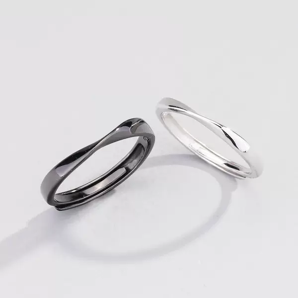 ins style irregular plain ring Mobius ring silver-plated niche design Open Couple ring