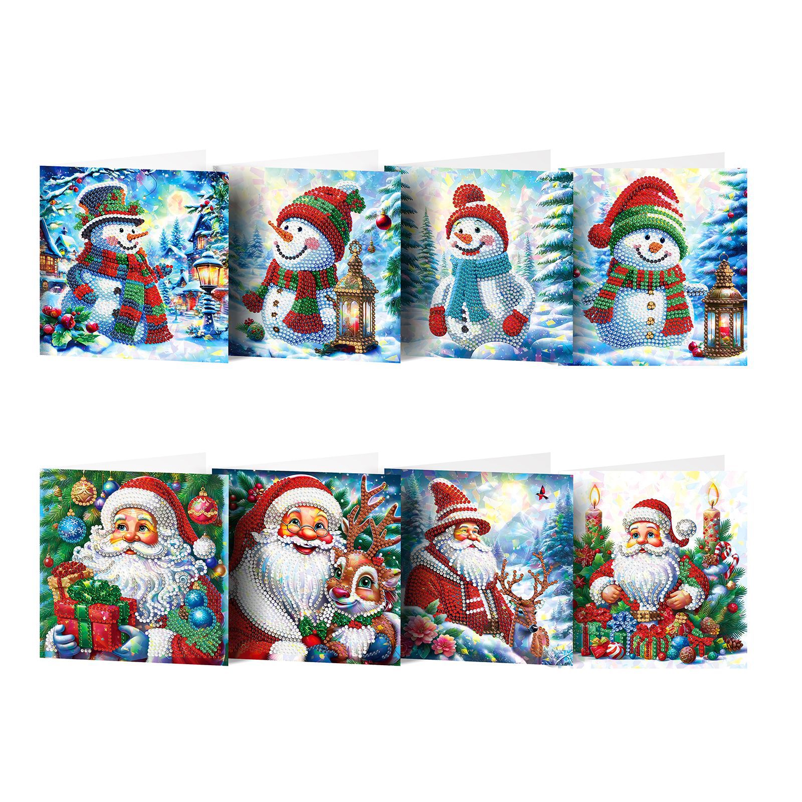 Nuevos diamantes transfronterizos alrededor de la pintura de diamantes DIY flores de Navidad tarjetas de regalo de cumpleaños 12 tarjetas de diamantes