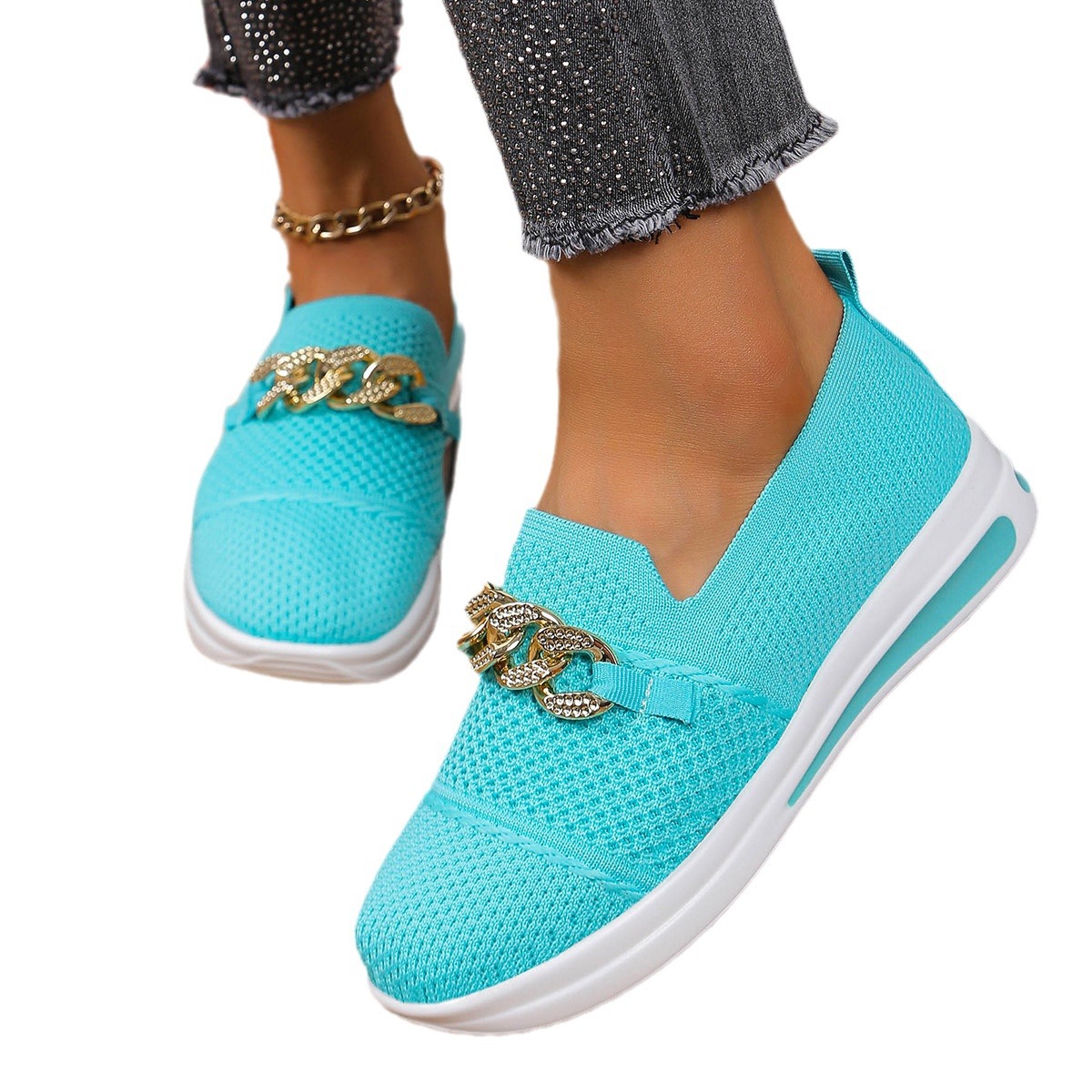 Pantofi de damă, mărimi mari, pantofi casual pentru femei, primăvara 2024, mocasini cu cap plat și rotund, mărimea 43, pantofi de damă respirabili, țesuti, cu model zburător_voghion.com