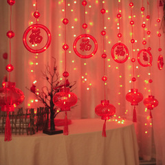 Factory Direct Supply Spring Festival New Year Tassel Red Lantern Curtain Lights Decoration Home Balcony Courtyard New Year Decoration Colorful Lights