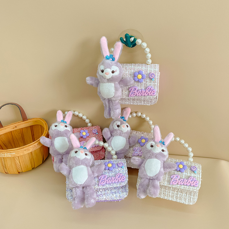 2023 nuevo bolso de los niños bolsa de hombro de conejo de dibujos animados estilo Chanel princesa bolsa perla portátil monedero bolsa
